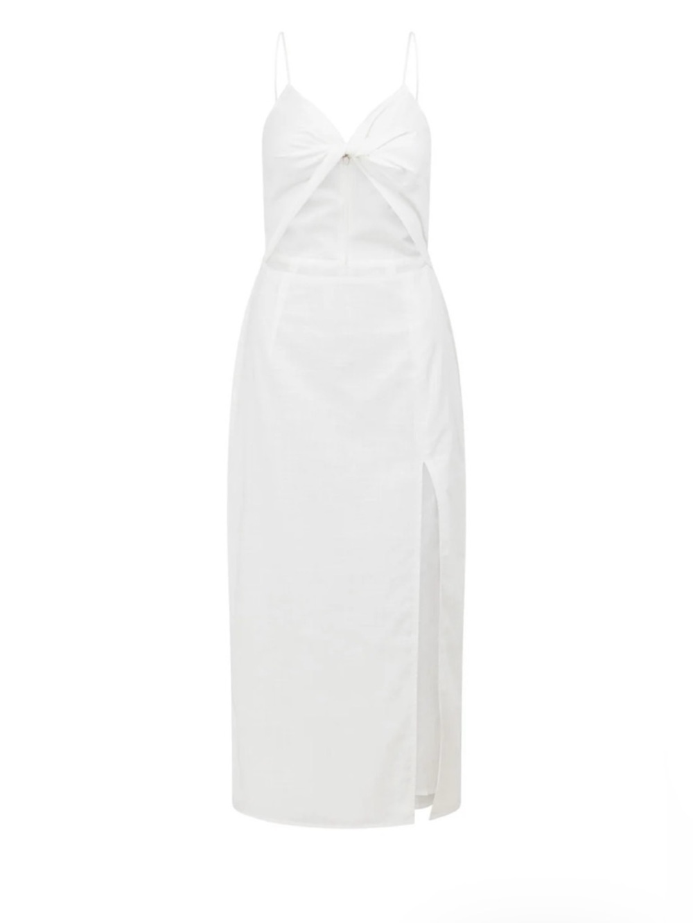 SABO | NWT CIRI CUTOUT MIDI DRESS LARGE IN WHITE OPEN SLIT LINED - Picture 6 of 12